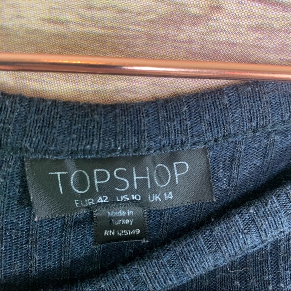 Topshop Ribbed Knit Dress Long Sleeve Dark Gray Sweaterdress - Picture 4 of 5